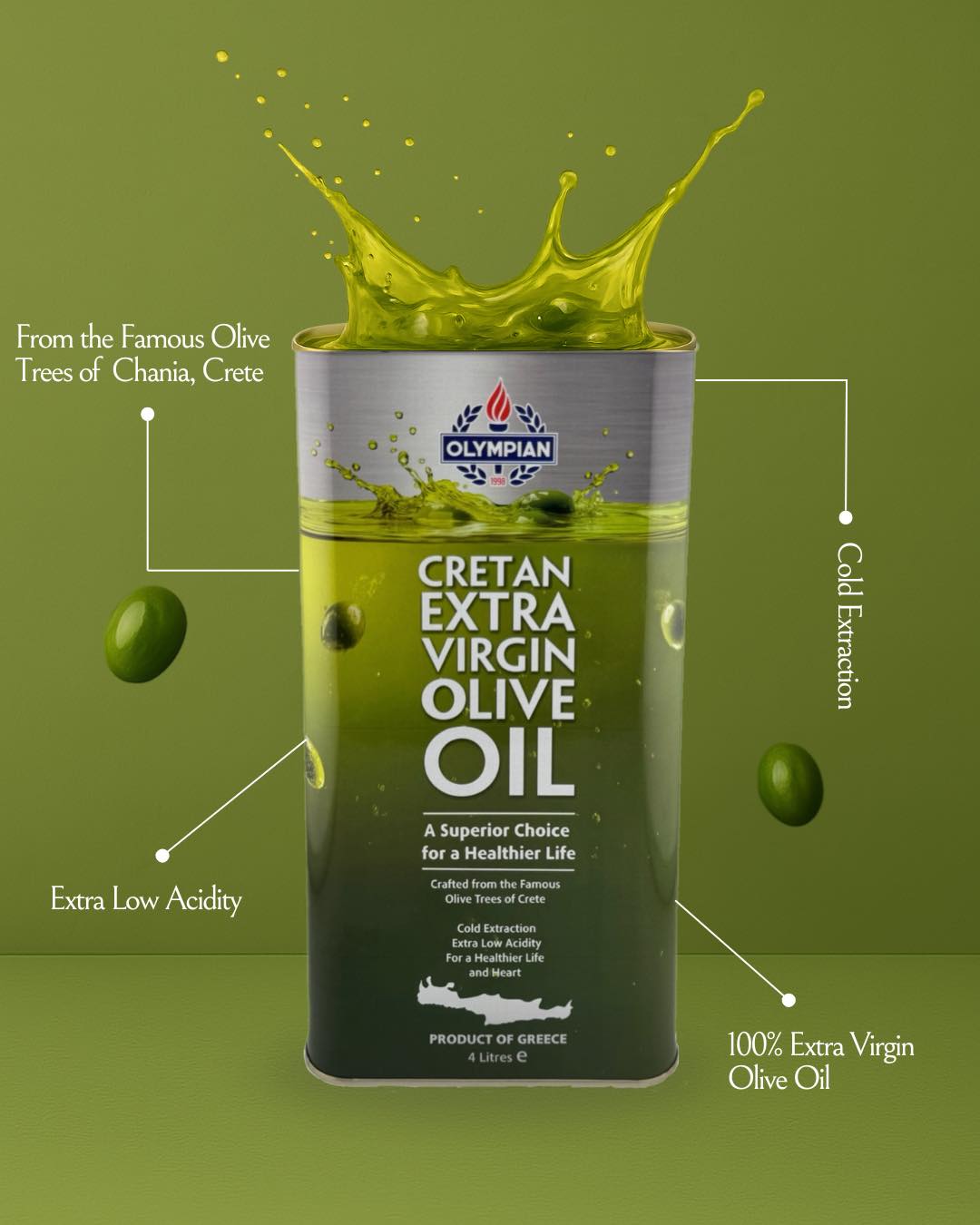 Olympian Cretan Extra Virgin Olive Oil 4 Litres