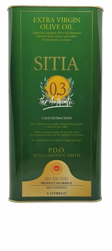 Sitia Extra Virgin Olive Oil 4 Litres 0.3
